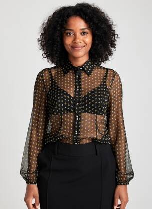 Chemisier coupe cintrée manches longues noir PAUL BRIAL femme