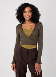 Twin-set col v marron INFINITIF femme