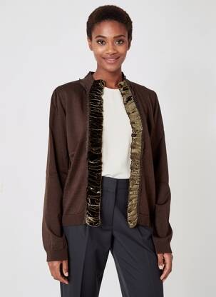Gilet manches longues coupe cintrée marron PAUL BRIAL femme
