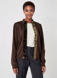 Gilet manches longues coupe cintrée marron PAUL BRIAL femme