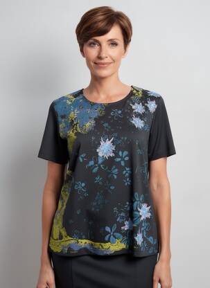 T-shirt imprimé fantaisie manches courtes noir FINETTE femme