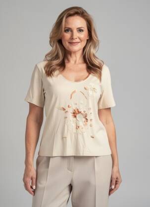 Top manches courtes manches courtes beige FINETTE femme
