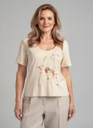 Top manches courtes manches courtes beige FINETTE femme