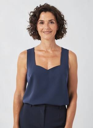Top col v fines bretelles bleu PIER BÉ femme
