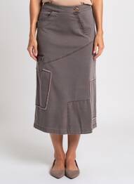 Jupe mi-longue coupe droite gris MAE MAHE femme