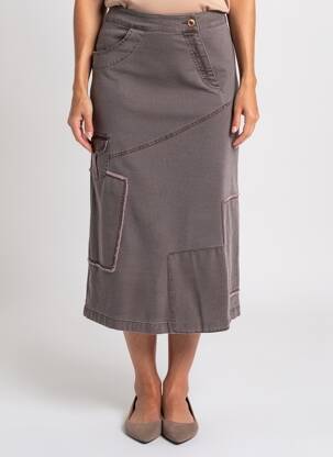 Jupe mi-longue coupe droite gris MAE MAHE femme