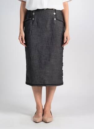 Jupe mi-longue fermeture zip latéral gris PAUL BRIAL femme