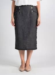 Jupe mi-longue fermeture zip latéral gris PAUL BRIAL femme