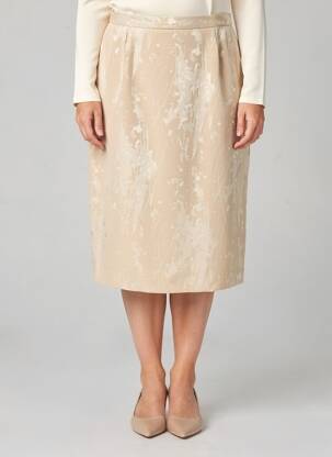 Jupe mi-longue coupe droite beige PIER BÉ femme