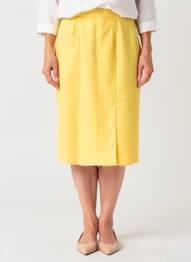Jupe mi-longue coupe droite jaune PIER BÉ femme