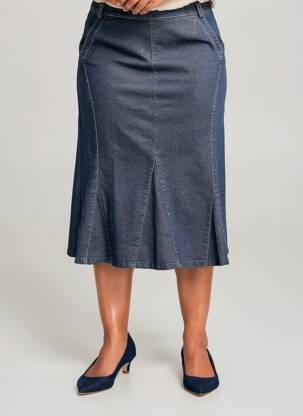 Jupe mi-longue coupe droite bleu PIER BÉ femme