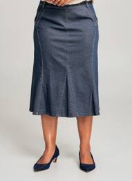 Jupe mi-longue coupe droite bleu PIER BÉ femme