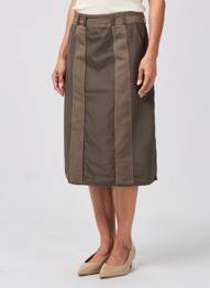 Jupe mi-longue coupe évasée marron MAE MAHE femme