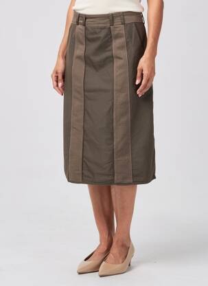 Jupe mi-longue coupe évasée marron MAE MAHE femme