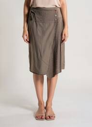 Jupe mi-longue coupe droite marron MAE MAHE femme