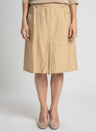 Jupe mi-longue fermeture zip latéral beige CLAUDE DE SAIVRE femme