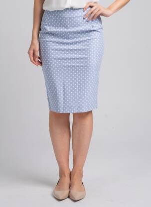 Jupe mi-longue coupe droite bleu ALTAMIRA femme