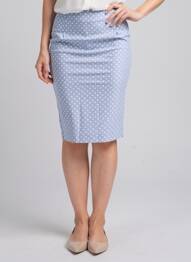 Jupe mi-longue coupe droite bleu ALTAMIRA femme
