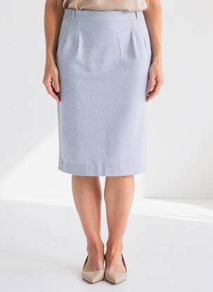 Jupe mi-longue coupe droite bleu JACQUES D'ARS femme