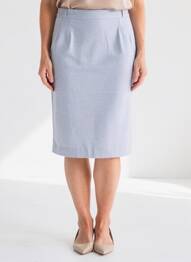 Jupe mi-longue coupe droite bleu JACQUES D'ARS femme
