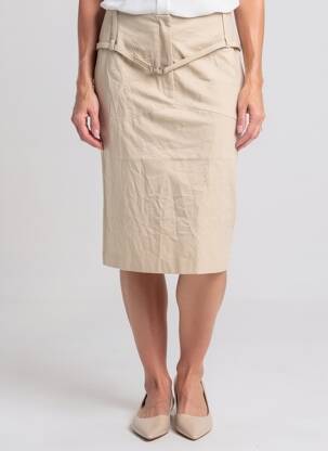 Jupe mi-longue coupe droite beige BOSCA femme
