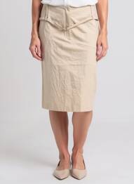 Jupe mi-longue coupe droite beige BOSCA femme