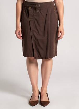 Jupe mi-longue coupe droite marron MASSANA femme