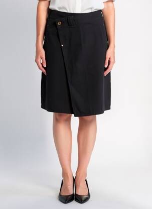 Jupe mi-longue coupe droite noir MASSANA femme