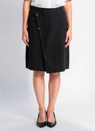 Jupe mi-longue coupe droite noir MASSANA femme