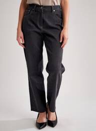 Pantalon droit tissage popeline taille normale gris FILIPINE LAHOYA femme