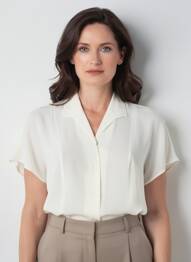 Chemisier coupe droite manches courtes blanc ELENA MIRO femme