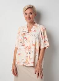 Chemisier imprimé fantaisie manches courtes rose ELENA MIRO femme