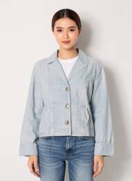 Veste casual col tailleur bleu CARNET DE BORD femme