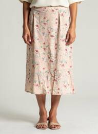 Jupe mi-longue doublure textile rose FEDORA femme