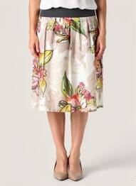 Jupe mi-longue doublure textile beige FILIPINE LAHOYA femme