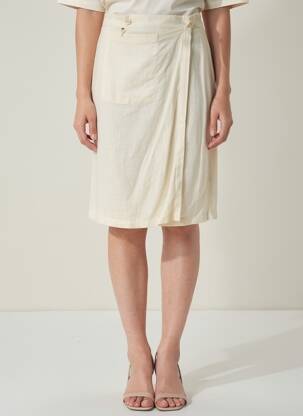 Jupe mi-longue taille normale beige CANNISSE femme