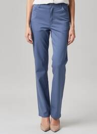 Pantalon slim tissage popeline taille normale bleu GIULIA B. femme