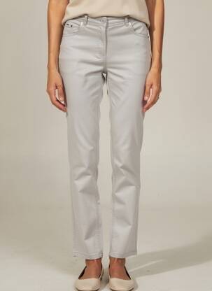 Pantalon slim tissage popeline taille normale gris 0000000000000 femme