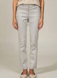 Pantalon slim tissage popeline taille normale gris 0000000000000 femme