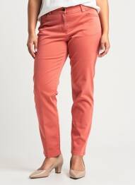 Pantalon slim tissage popeline taille normale rouge JOCAVI femme