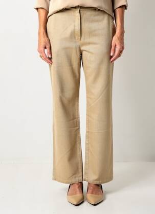Pantalon droit tissage popeline taille normale beige FEDORA femme