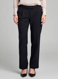 Pantalon droit tissage popeline taille normale noir FEDORA femme