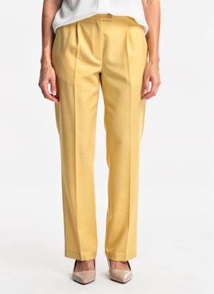 Pantalon droit tissage crêpe taille normale jaune FEDORA femme