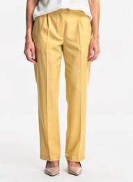 Pantalon droit tissage crêpe taille normale jaune FEDORA femme