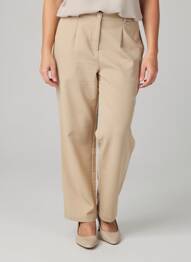 Pantalon droit tissage popeline taille normale beige LEWINGER femme