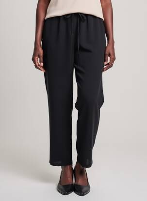 Pantalon droit tissage crêpe taille normale noir MD'M femme
