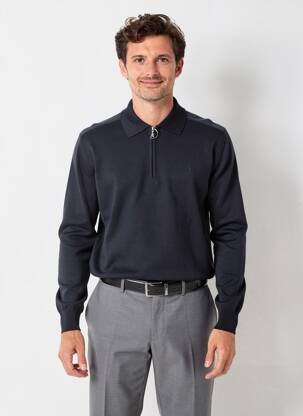 Pull maille souple et aérée manches longues bleu PIERRE CARDIN homme