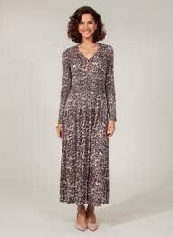 Robe longue manches longues manches longues marron LEO & UGO femme