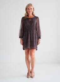 Robe courte tissage crêpe manches longues noir MERI & ESCA femme