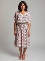 Robe mi-longue manches courtes manches courtes beige TONI femme